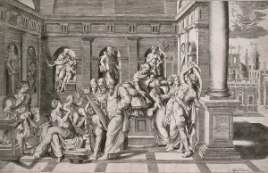 Bonasone Giulio Prints: The Birth of John the Baptist, c1546. Creator: Giulio Bonasone