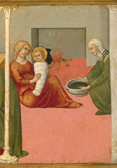 The Birth and Naming of Saint John the Baptist, 1450-60. Creator: Sano di Pietro The Birth and Naming of Saint John the Baptist, 1450-60. Creator: Sano di Pietro