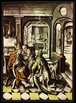 Leaded Glass Prints: The Birth and Naming of Saint John the Baptist, Netherlands, c. 1525. Creator: Unknown
