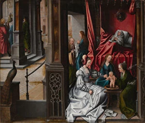The Birth and Naming of Saint John the Baptist, ca. 1514-15. Creator: Bernaert van Orley