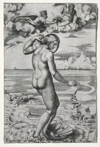 Marco Dente Prints: The Birth of Venus, c. 1516. Creator: Marco Dente (Italian, c. 1486-1527)