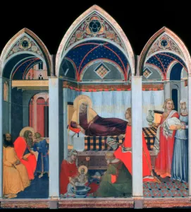 Byzantine Gallery: Birth of the Virgin, 1342. Artist: Pietro Lorenzetti