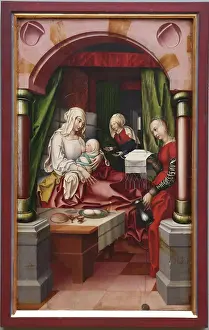 Tempera On Wood Prints: Birth of the Virgin, 1512. Creator: Hans Fries
