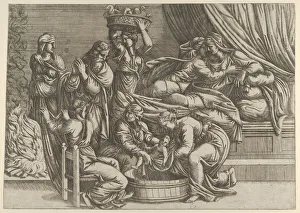 Giulio Pippi Detto Giulio Romano Prints: The Birth of the Virgin, 16th century. 16th century. Creator: Anon