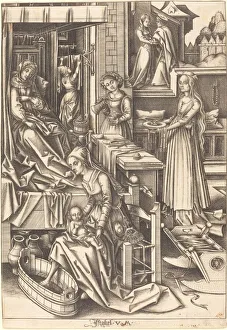 Washing Prints: The Birth of the Virgin, c. 1490 / 1500. Creator: Israhel van Meckenem