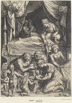 Fred Zucchero Prints: Birth of the Virgin (copy), 1581. Creator: Julius Goltzius