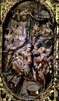 Costa Collection: Birth of the Virgin Mary, detail of the altarpiece in the church of Santa Maria