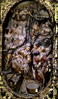 Costa Collection: Birth of the Virgin Mary, detail of the altarpiece in the church of Santa Maria