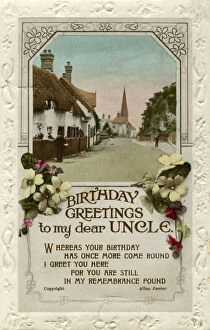 Images Dated 12th January 2009: Birthday Greetings to My Dear Uncle, birthday card, c1940.Artist: Valentine