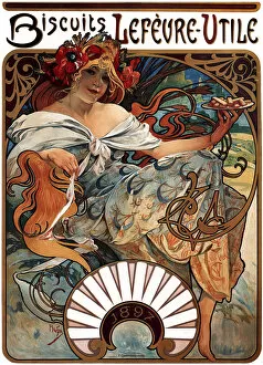 Biscuits Lefevre-Utile, 1896. Artist: Mucha, Alfons Marie (1860-1939)