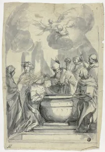 Annointing Prints: Bishop Annointing Female Saint, n.d. Creator: Unknown