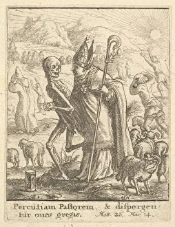 Inevitability Prints: Bishop, from the Dance of Death, 1651. Creator: Wenceslaus Hollar