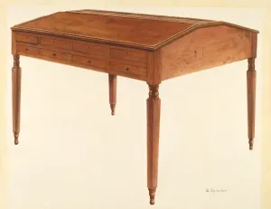 Bishop Hill Prints: Bishop Hill: Accounting Desk, c. 1938. Creator: William Spiecker