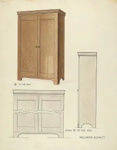 Bishop Hill Prints: Bishop Hill: Cupboard, 1936. Creator: Wellington Blewett