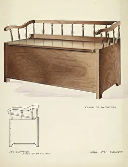 Chests Prints: Bishop Hill: Settee and Chest, c. 1936. Creator: Wellington Blewett