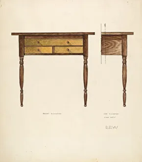 Bishop Hill Prints: Bishop Hill: Table, 1936. Creator: Roberta Elvis