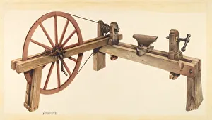 Lathe Prints: Bishop Hill: Woodturning Lathe, 1939. Creator: H. Langden Brown