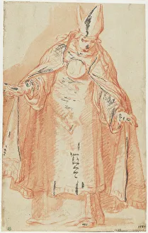 Bishop with outstretched arms, standing bent forward. Creator: Abraham Bloemaert