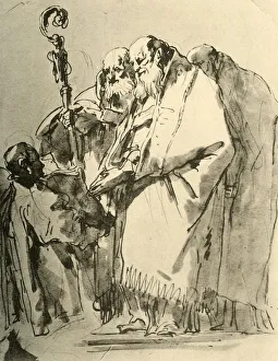 Deacon Prints: A Bishop, two other Priests and a Deacon with the Ritual, c1740s, (1928). Artist