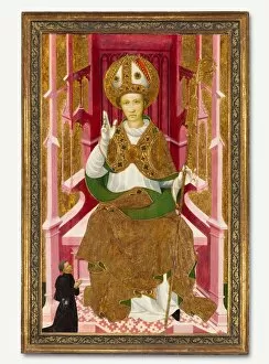 Catalonia Gallery: A Bishop Saint with a Donor (Saint Louis of Toulouse?), early 1400s. Creator: Unknown