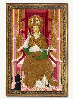 Catalonia Gallery: A Bishop Saint with a Donor (Saint Louis of Toulouse?), early 1400s. Creator: Unknown
