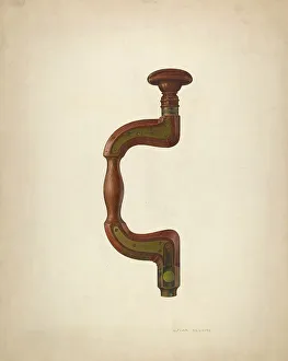 Hand Tool Prints: Bit Brace, c. 1940. Creator: Oscar Bluhme