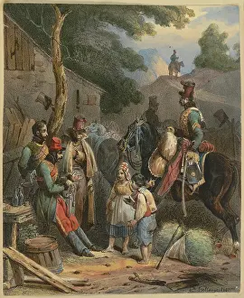 Hand Gestures Prints: The bivouac, 1828. Creator: Hippolyte Bellange