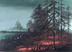 Campfire Gallery: Bivouac of a Sioux War Party, 1861 / 1869. Creator: George Catlin