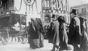 Oslo Norway Europe Prints: Bjornson family in funeral procession, 1910. Creator: Bain News Service