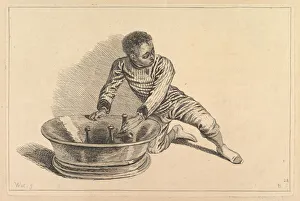 Jean Antonie Watteau Prints: Black African Removing Bottles From a Cooler, 18th century. Creator: Francois Boucher