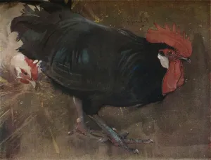 Chicken Prints: The Black Cock, c1894. Artist: Joseph Crawhall