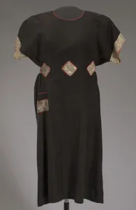 Black dress worn by Oprah Winfrey as Sofia in The Color Purple, 1985. Creator: Unknown Black dress worn by Oprah Winfrey as Sofia in The Color Purple, 1985. Creator: Unknown