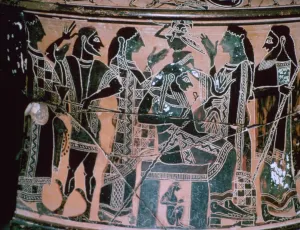 Black-figured neck-amphora depicting the birth of Athena, Attica, Greece Black-figured neck-amphora depicting the birth of Athena, Attica, Greece