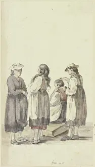 Locals Prints: Four Black Forest peasant girls, c1771-1772. Creator: Georg Melchior Kraus