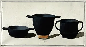 Handle Prints: Black Greek drinking cups; left