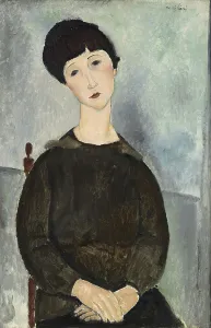 Modigliani Prints: Black Hair or Young brown-haired girl sitting. Creator: Modigliani, Amedeo (1884-1920)