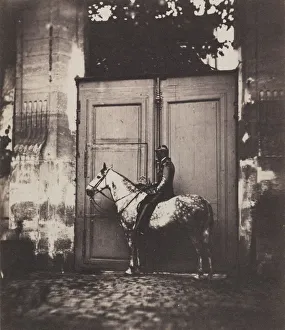 Unidentified Photographer Prints: Black Horseman in Front of a Doorway, c. 1855. Creator: Unidentified Photographer
