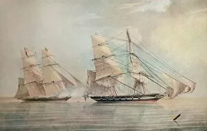 Royal Navy Gallery: Black Joke engaging the Spanish Slave Brig El Almirante, 1 February 1829, 1830