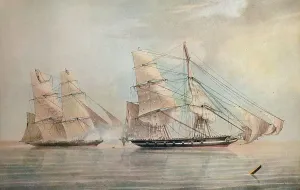 Slave Trade Prints: Black Joke engaging the Spanish Slave Brig El Almirante