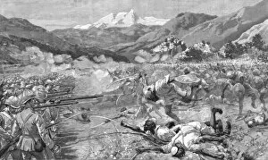Aiming Collection: The Black Mountain Expedition, Western Himalayas; Ghazi Fanatics Charging the 18th Royal Irish at