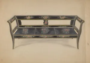 Sterling Ella Josephine Prints: Black Painted Settee, c. 1936. Creator: Ella Josephine Sterling