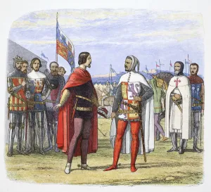 James William Edmund Prints: The Black Prince extorts an amnesty from Pedro the Cruel, Spain, 1367 (1864). Artist