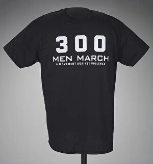 Demonstration Collection: Black t-shirt for 300 Men March worn at a rally after the death of Freddie Gray, 2015