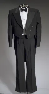 Black tail coat with white pocket handkerchief worn by Cab Calloway, 1976-1995 Black tail coat with white pocket handkerchief worn by Cab Calloway, 1976-1995