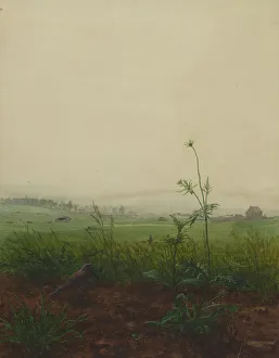 Fragile Prints: Blackbird and Scabious in front of a Landscape, 1864. Creator: Leon Bonvin