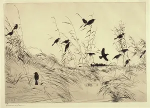 Fragile Prints: Blackbirds and Rushes, 1920. Creator: Frank Weston Benson