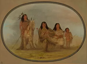 Images Dated 24th February 2021: A Blackfoot Chief, His Wife, and a Medicine Man, 1861 / 1869. Creator: George Catlin