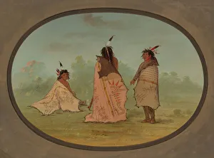Peace Pipe Prints: Three Blackfoot Men, 1855 / 1869. Creator: George Catlin