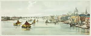 Skyline Collection: Blackfriars, from Southwark Bridge, plate six from Original Views of London as It Is