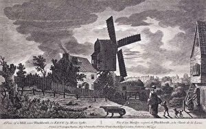 June Collection: A mill on Blackheath by moonlight; including figures and a windmill, Greenwich, London, 1770